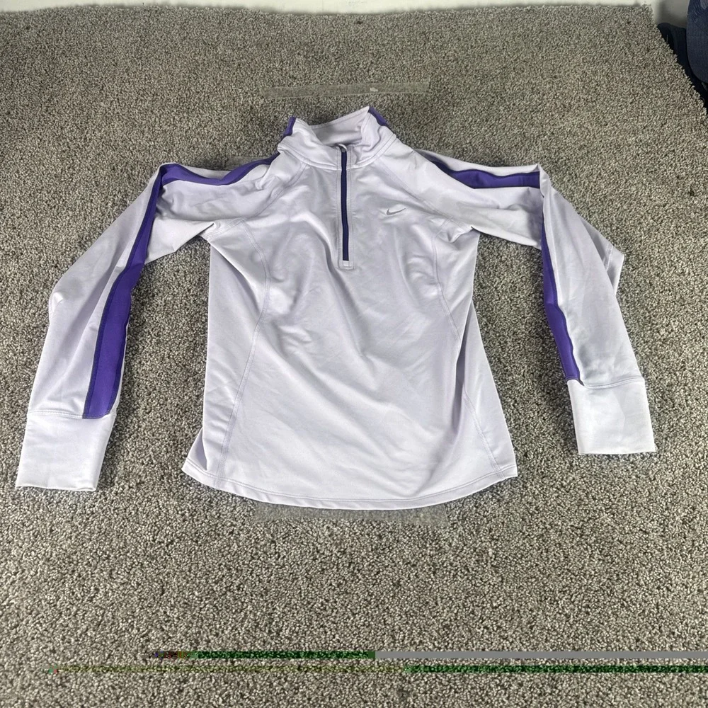 Nike Women 1/4 Zip Pullover LARGE Dri Fit Running Purple Sz Medium